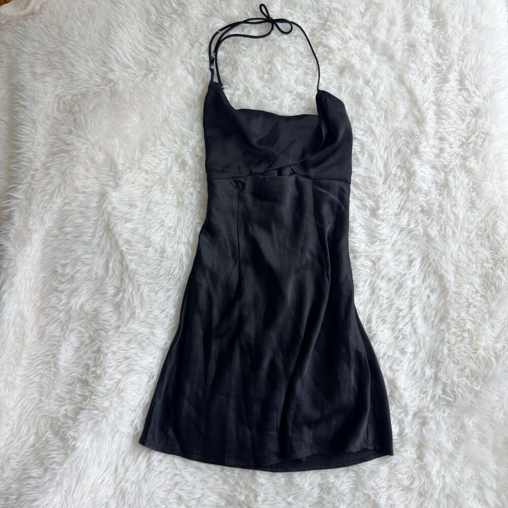 Hello Molly Famous Fit Satin Mini Dress Black
